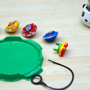 New 4 in 1 Metal Beyb Toy Set with Stadium and 1 Launchers (4 Blade, Beyb) (Multi_Color)