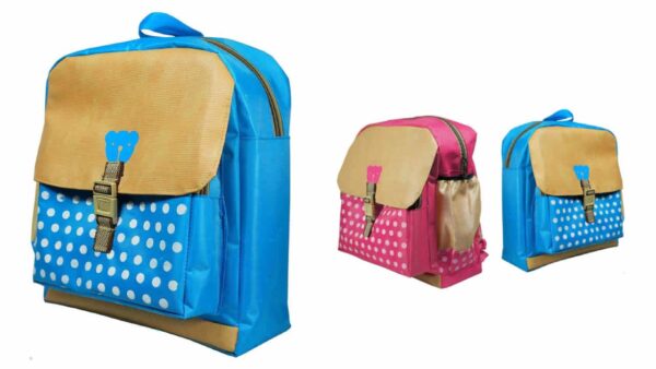 Kids Stylish Polka Dot School Bag Blue - Image 2