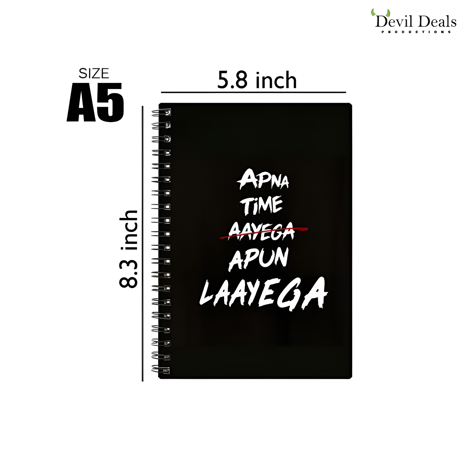 Spiral Notebook Diary A5 200 Pages - Apna Time Aayega - Image 2