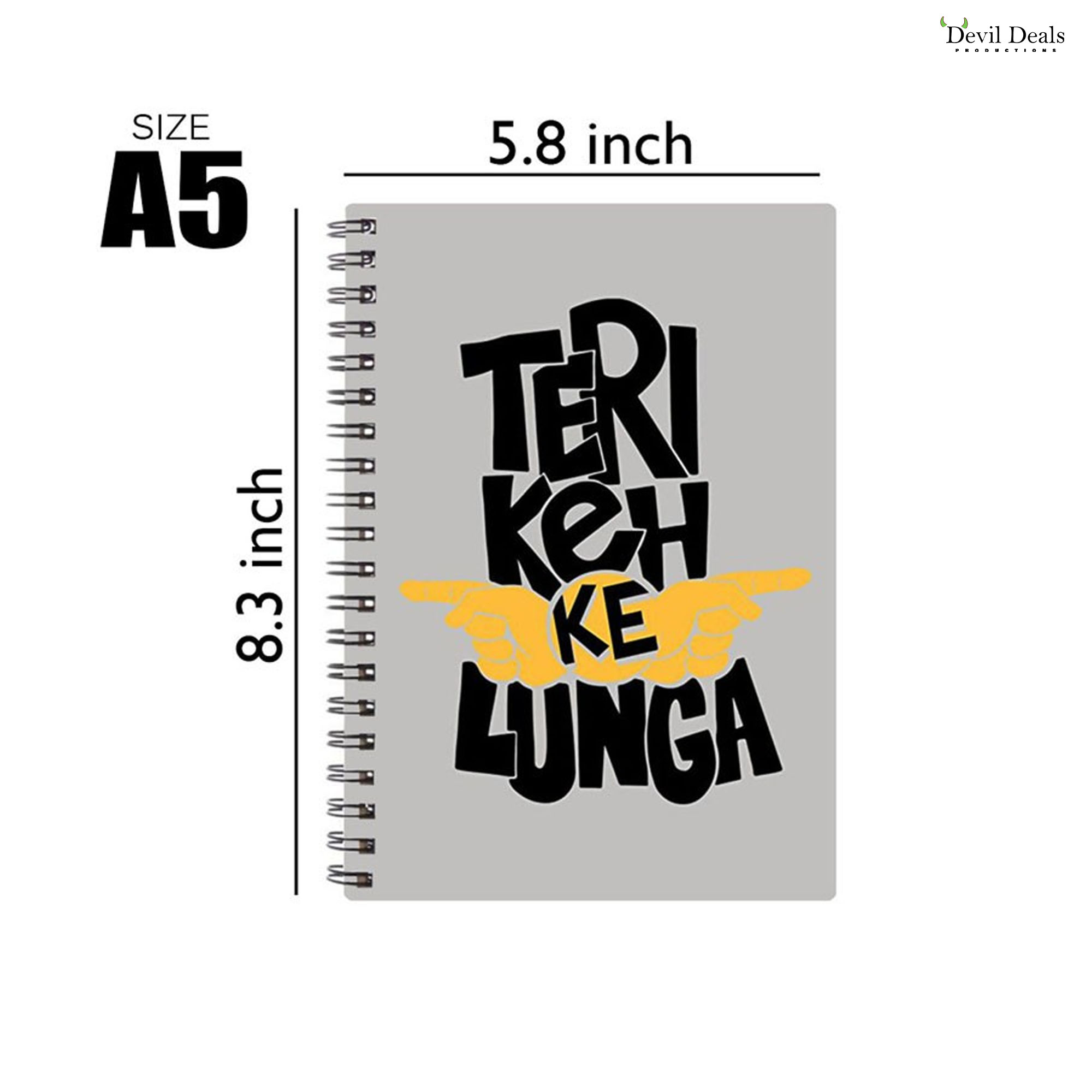 Spiral Notebook Diary A5 200 Pages - Teri Keh Ke Lunga - Image 2