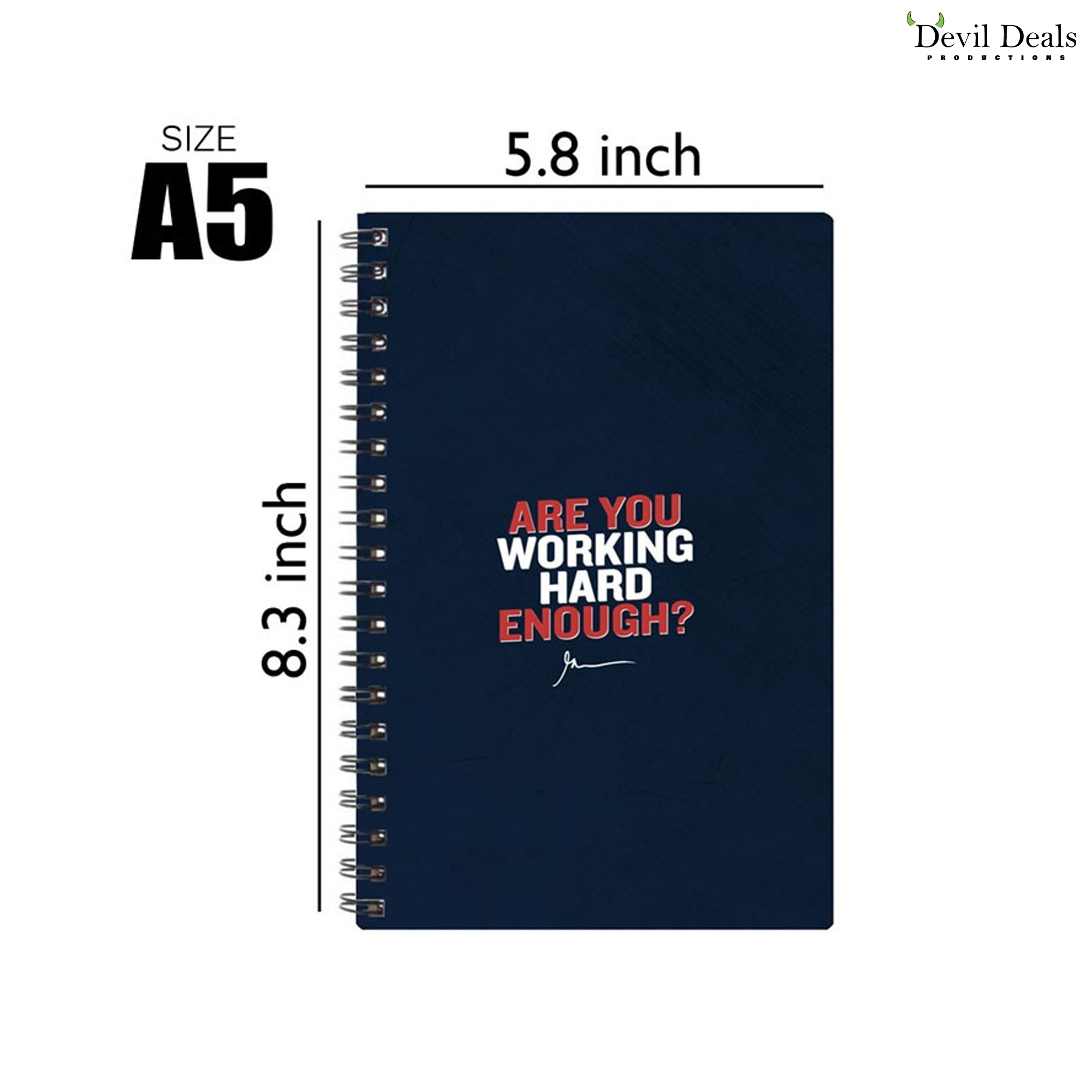 Spiral Notebook Diary A5 200 Pages - Are You Working Hard Enough - Image 2