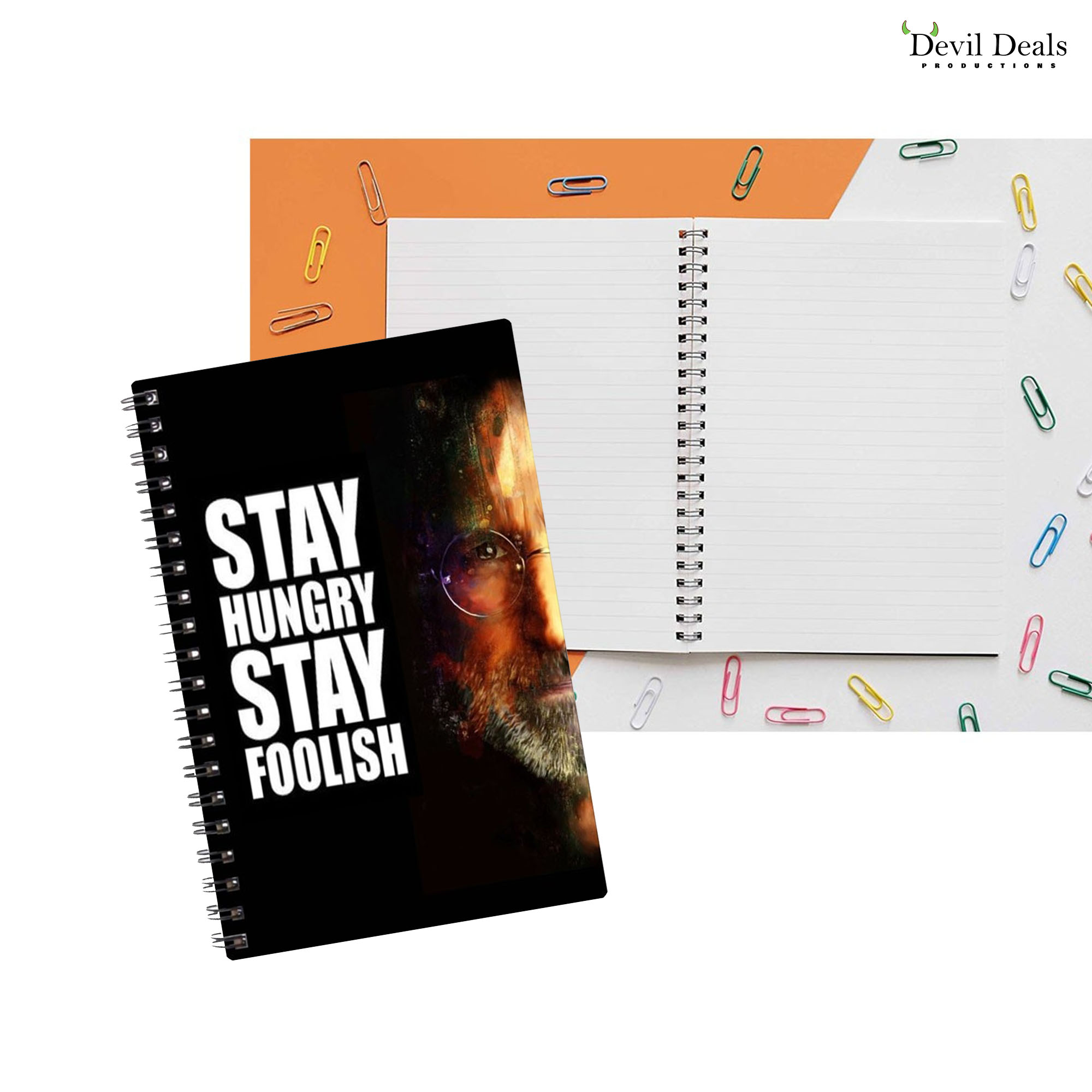 Spiral Notebook Diary A5 200 Pages - Stay Hungry Stay Foolish - Image 3