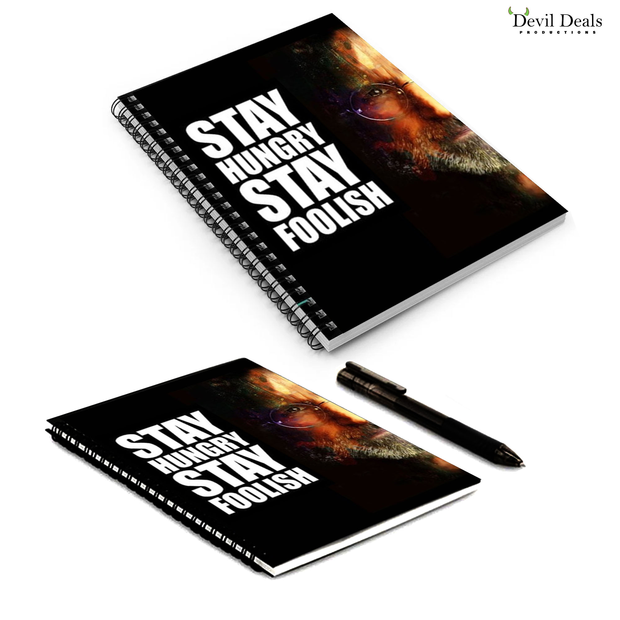 Spiral Notebook Diary A5 200 Pages - Stay Hungry Stay Foolish - Image 5
