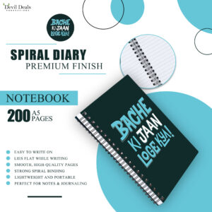 Spiral Notebook Diary A5 200 Pages - Bache Ki Jaan Loge Kya