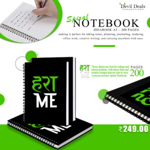 Spiral Notebook Diary A5 200 Pages - Hara Me