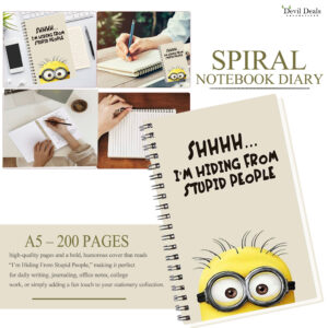 Spiral Notebook Diary A5 200 Pages - I'm Hiding From Stupid People