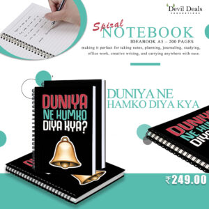 Spiral Notebook Diary A5 200 Pages - Duniya Ne Hamko Diya Kya
