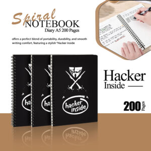 Spiral Notebook Diary A5 200 Pages - Hacker Inside