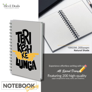 Spiral Notebook Diary A5 200 Pages - Teri Keh Ke Lunga