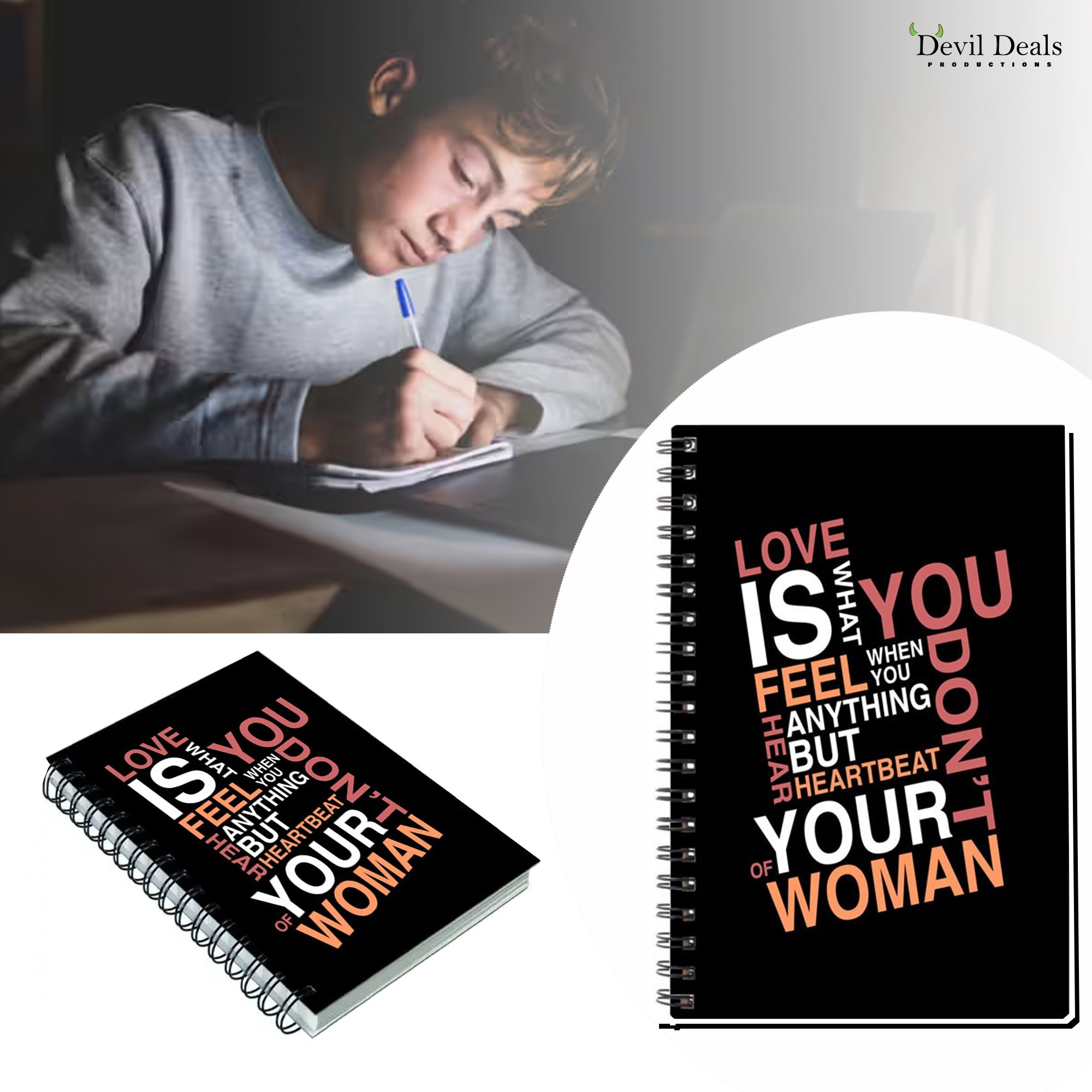 Spiral Notebook Diary A5 200 Pages - love - Image 5