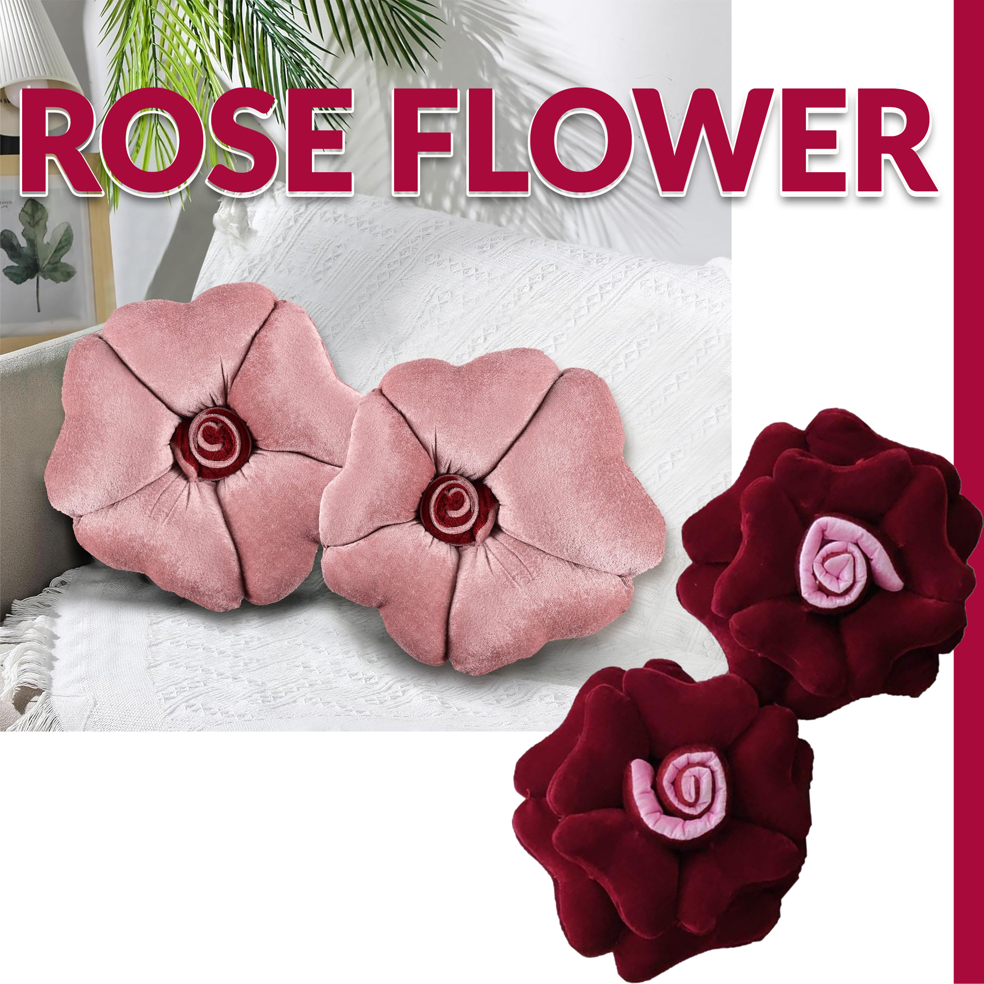 Cushions Rose Flower (Set of 2) - Image 3