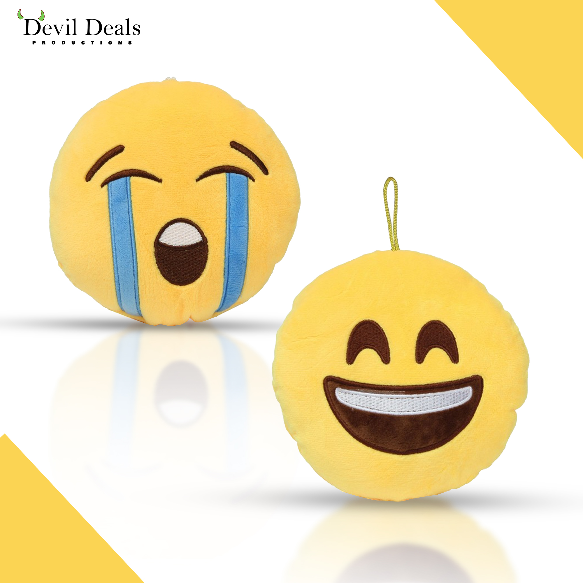 Mini Yellow Emoji Soft Hanging Stuffed Plush (12 Cm) (Set of 2) - Image 4