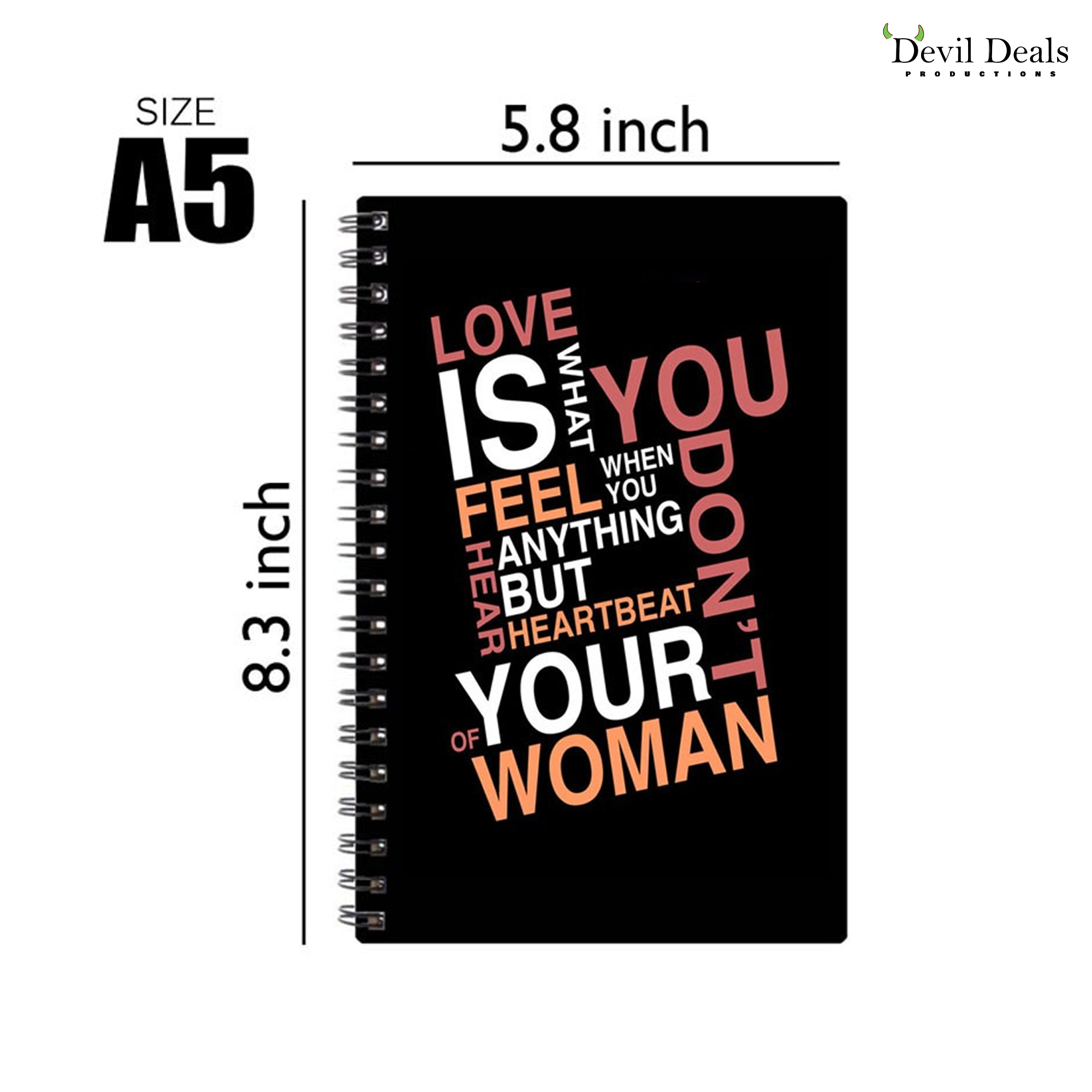 Spiral Notebook Diary A5 200 Pages - love - Image 3