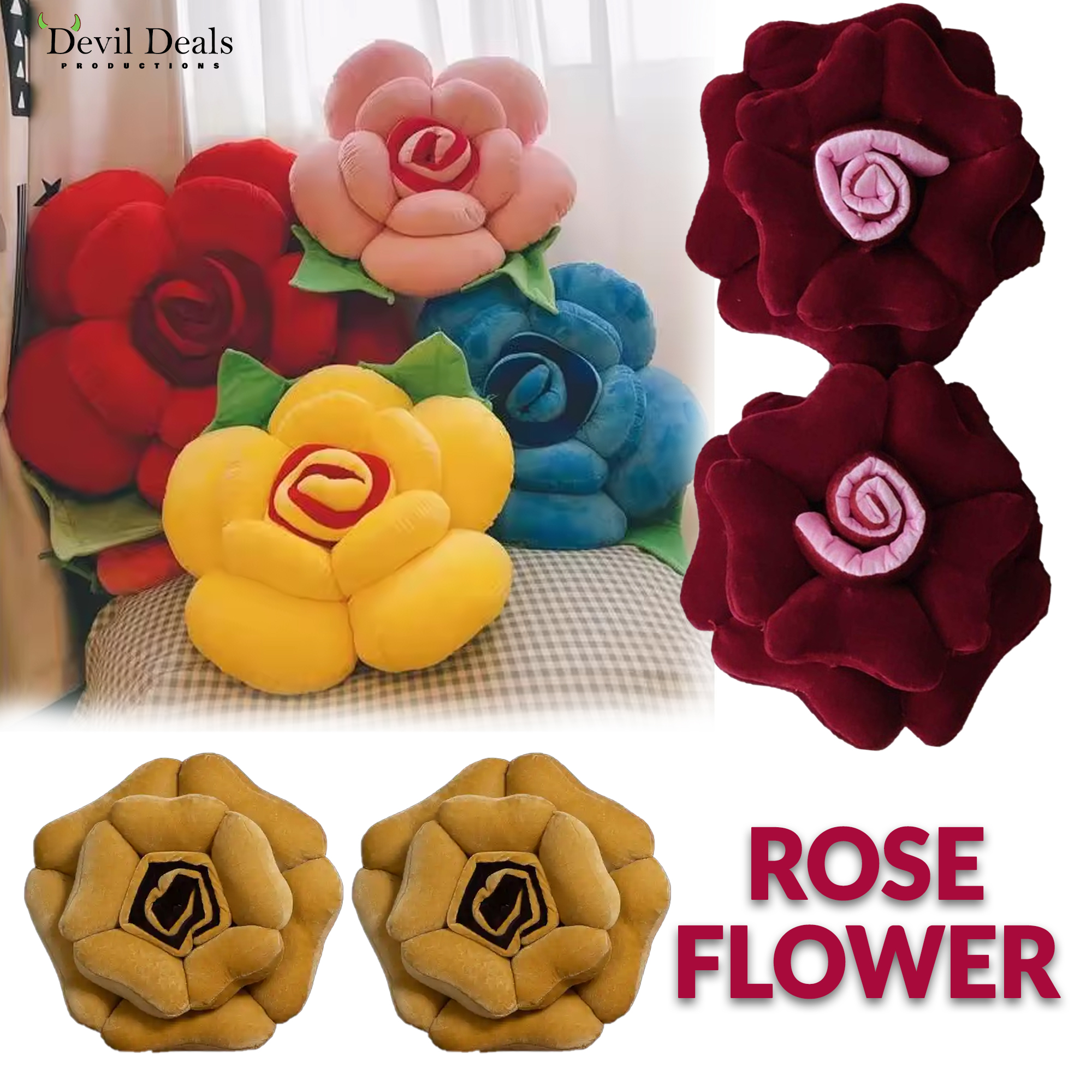 Cushions Rose Flower (Set of 2) - Image 5