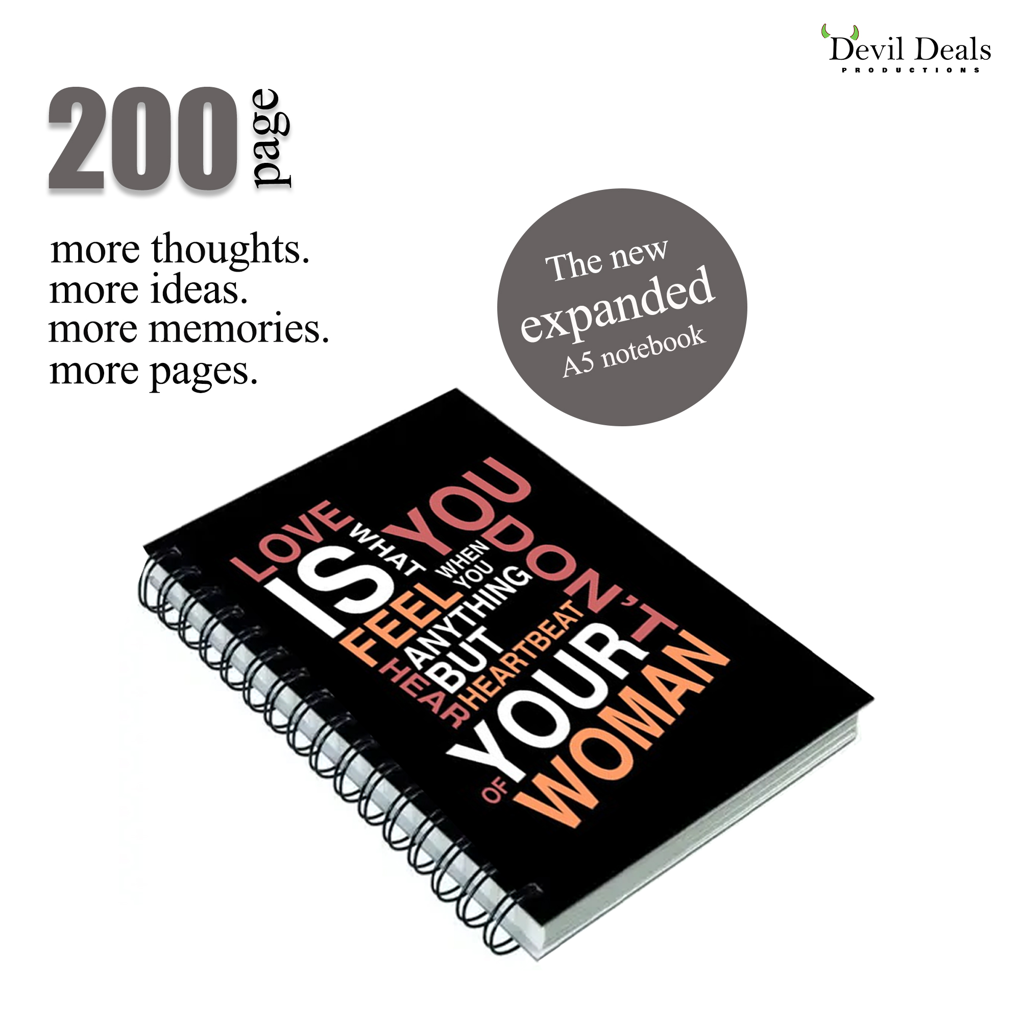 Spiral Notebook Diary A5 200 Pages - love - Image 7