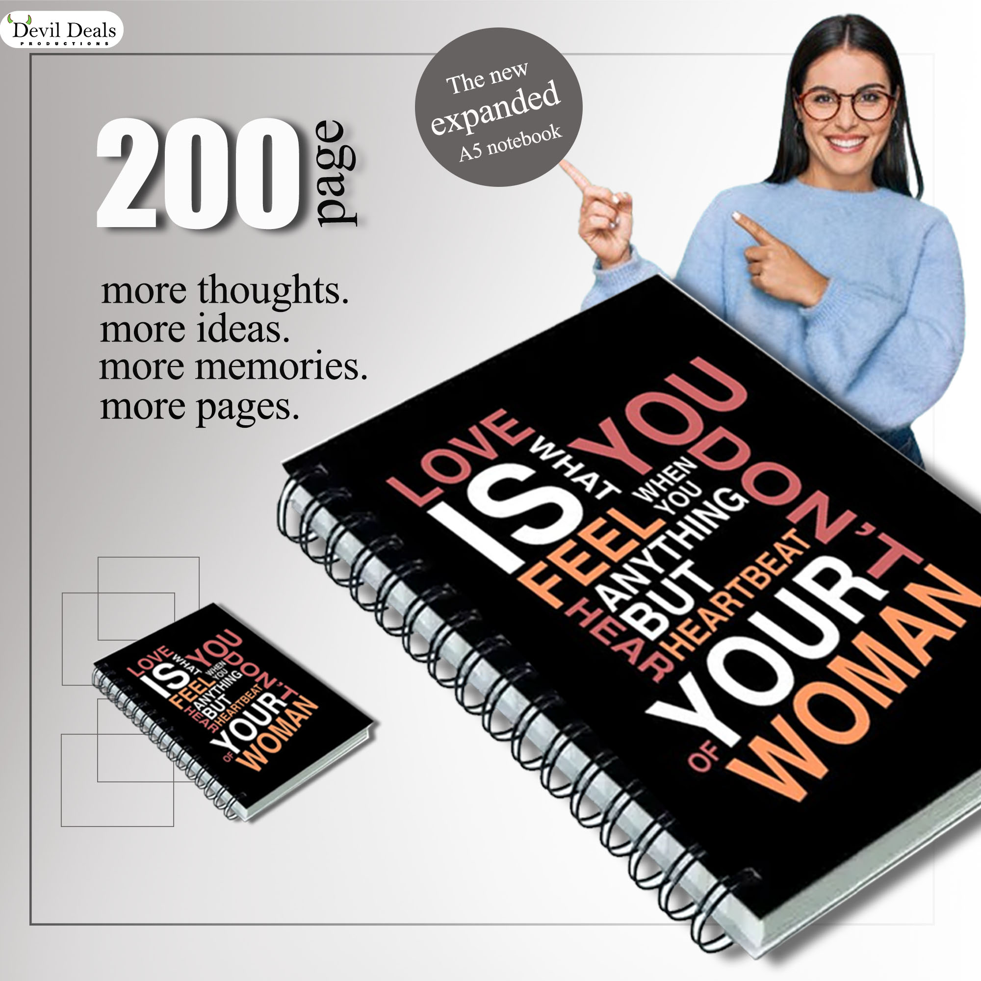 Spiral Notebook Diary A5 200 Pages - love