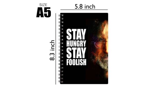 Spiral Notebook Diary A5 200 Pages - Stay Hungry Stay Foolish - Image 2