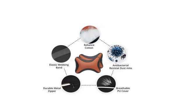 Car Neck Pillow Set of 2 (Tan & Black) - Image 5