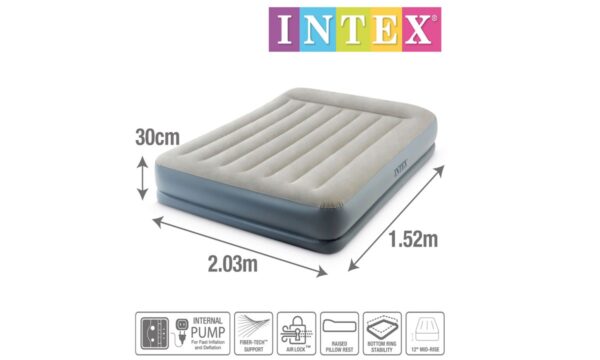 Intex 64118 Queen Size Pillow Rest Mid-Rise Airbed With In-built Electric Pump - Image 5
