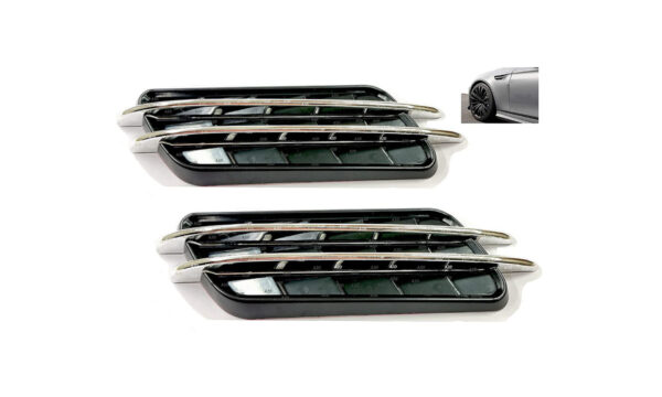Chrome Decorative 2CL Grill Lines Flow Type Car Side Fender Air Flow Vent - Image 3