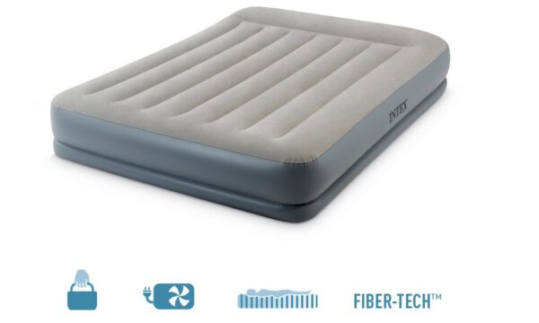 Intex 64118 Queen Size Pillow Rest Mid-Rise Airbed With In-built Electric Pump
