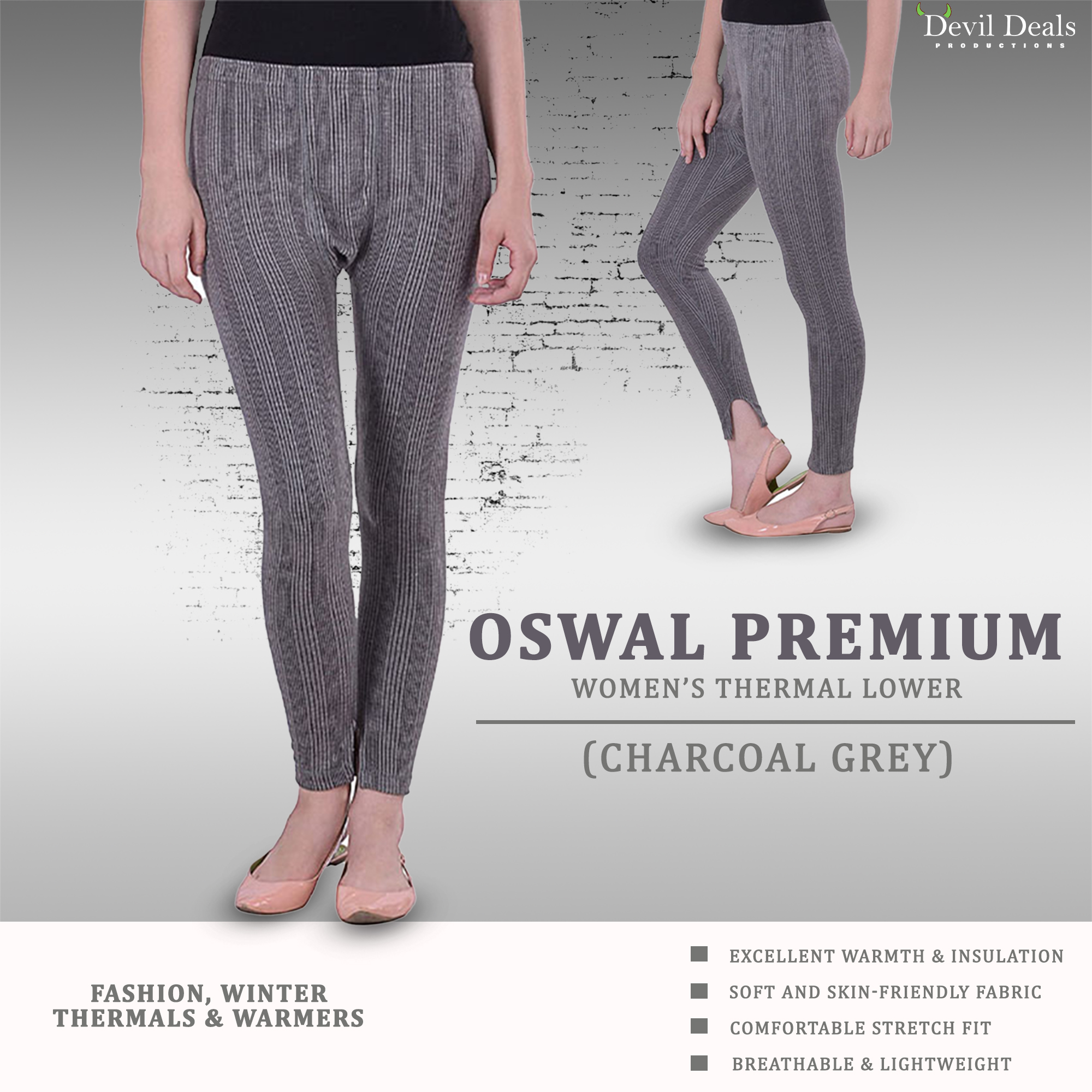 Oswal Premium – Women Thermal Lower – Charcoal Grey