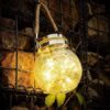 Solar Light Outdoor Lantern Hanging Jar Light Waterproof Pack of 2