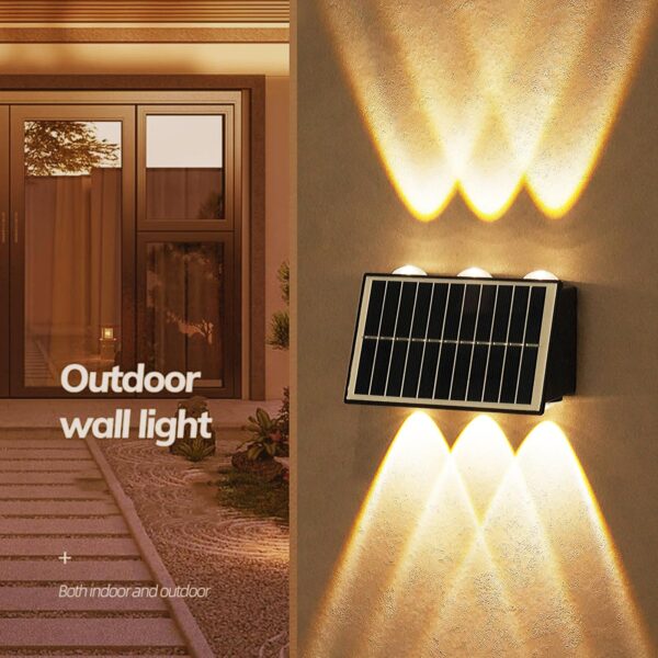 6 Lens Garden Wall Light Solar Powered | Warm White - Image 2